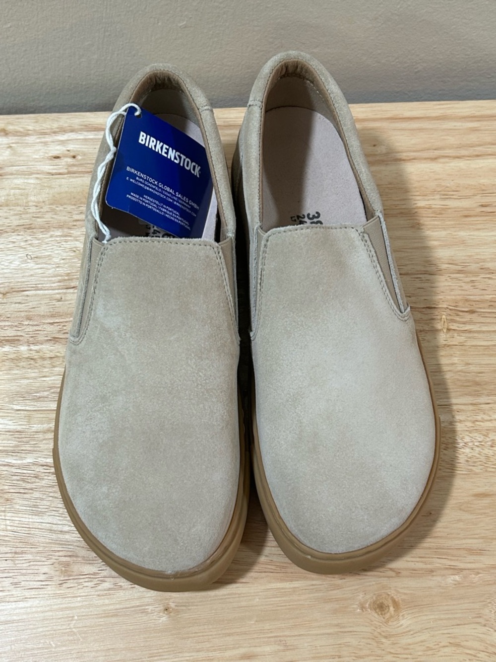 Birkenstock Women's Slip-On Athletic Shoes in Light Beige with Gum Sole - Picture 9 of 11